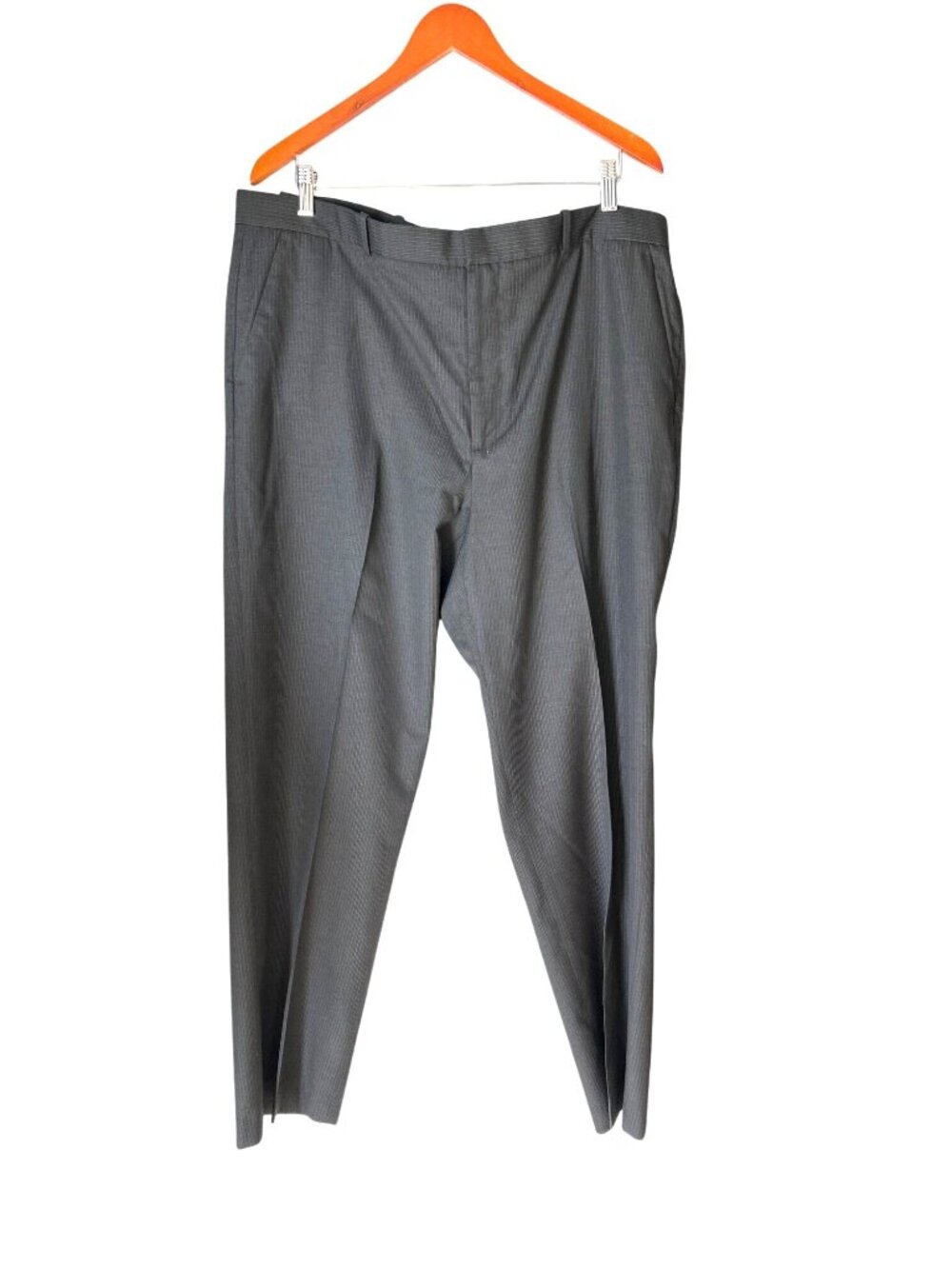Perry Ellis Mens Classic Fit Dress Pants 38x32 Gray Pinstripe Polyester Blend Fl